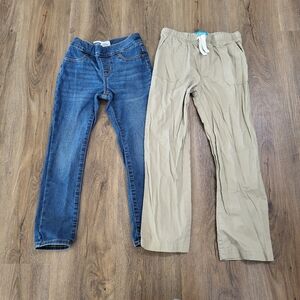 Bundle Girls Skinny Jeans Old Navy Size 6-7 Lightning Bug Khaki Pants Pull On